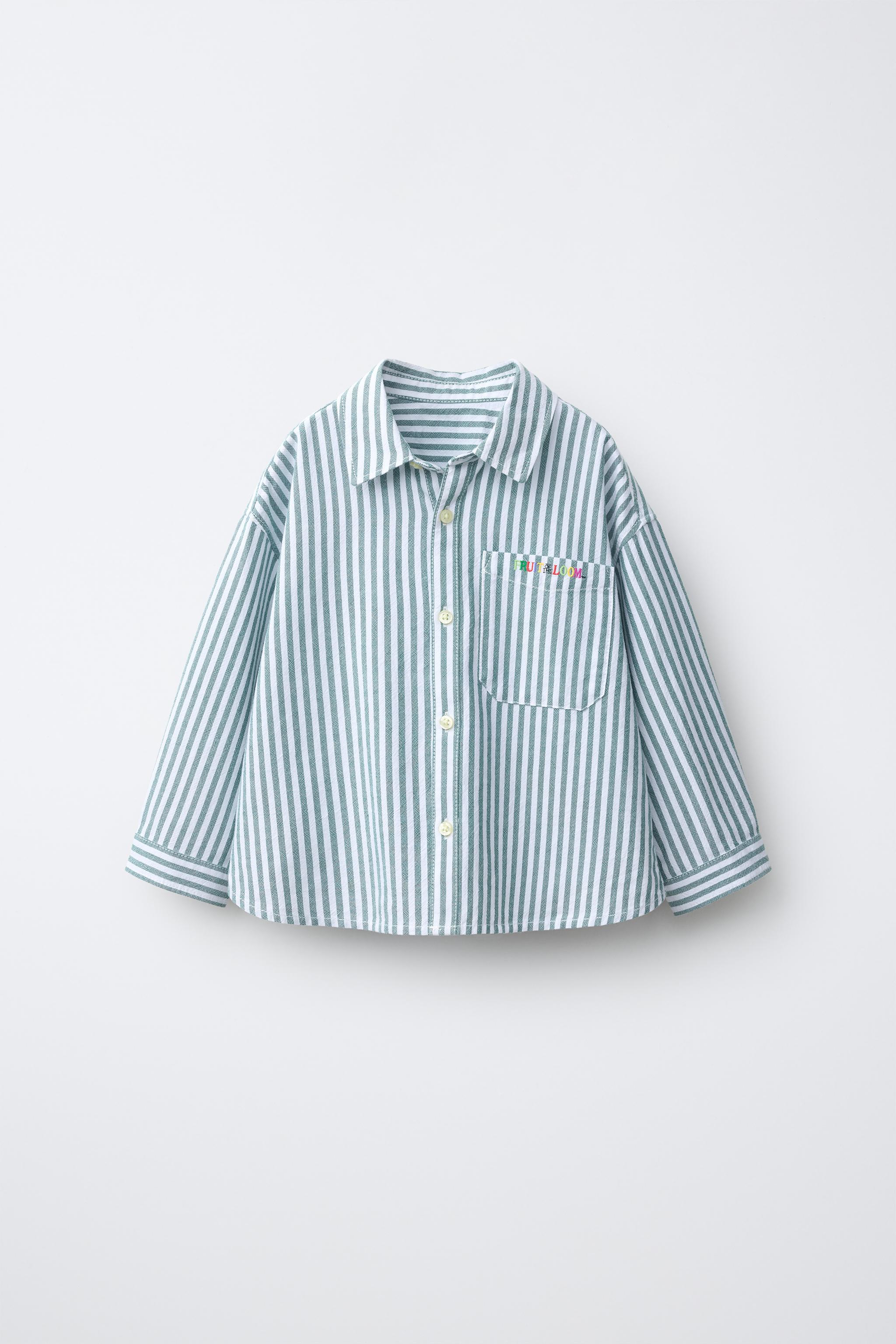 CHEMISE À RAYURES ET INSCRIPTION BRODÉE FRUIT OF THE LOOM™